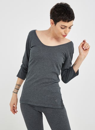 Thermal Three Quarter Sleeve Top Charcoal Mélange - v1547727437/N16326176A_1