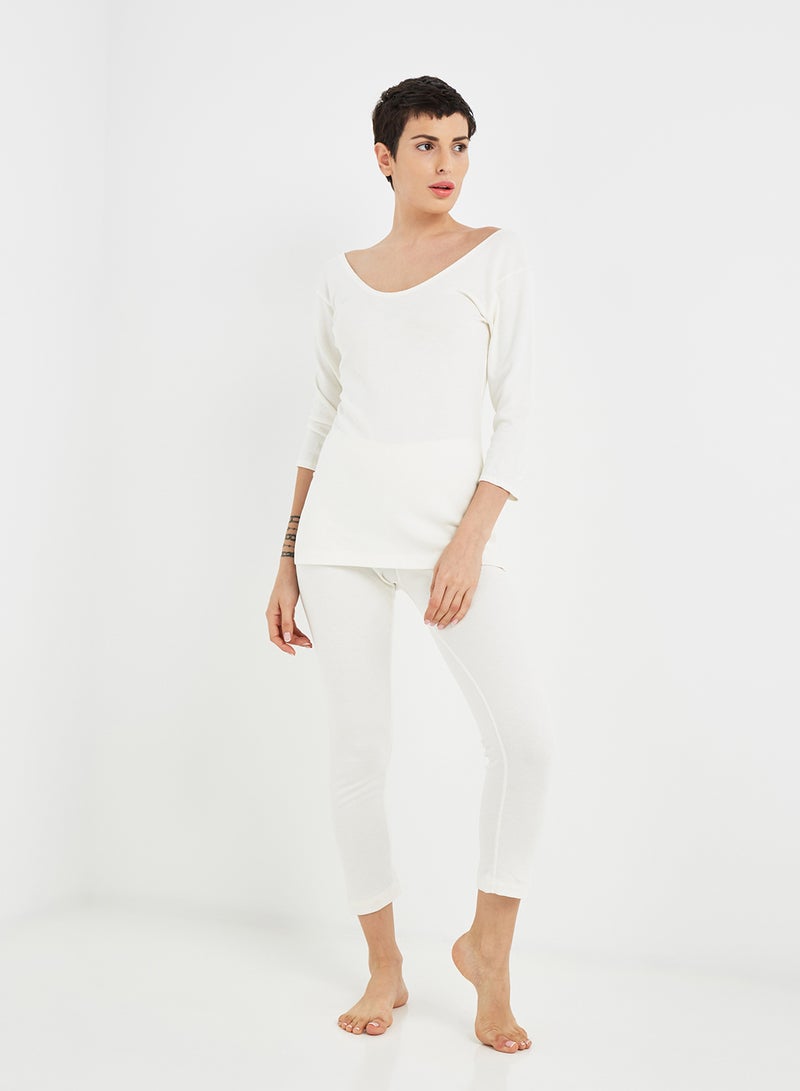 JOCKEY - Thermal Three Quarter Sleeve Top Off White - Image 1
