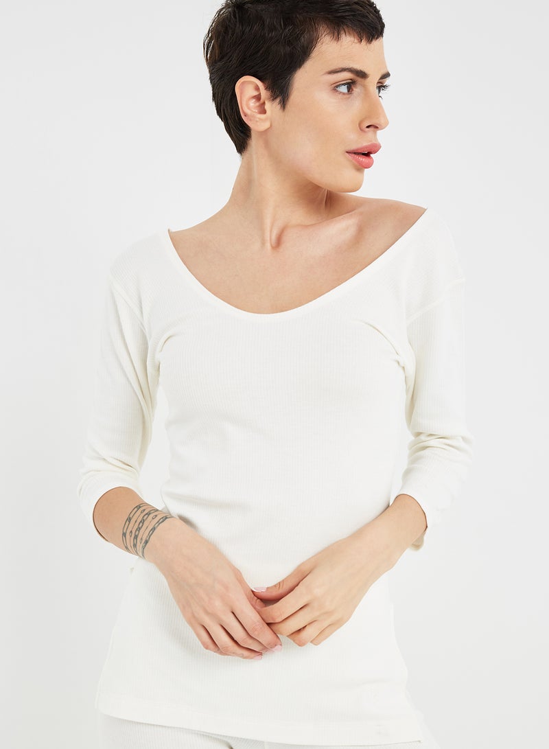 JOCKEY - Thermal Three Quarter Sleeve Top Off White - Image 1