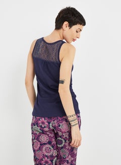 JOCKEY Cotton Lace Back Tank Top Classic Navy  - Image 2