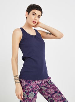 JOCKEY Cotton Lace Back Tank Top Classic Navy  - Image 1