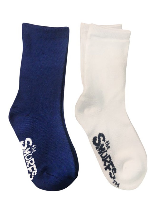 السنافر طقم جوارب بلون سادة مكون من قطعتين كحلي/أبيض - Image 1