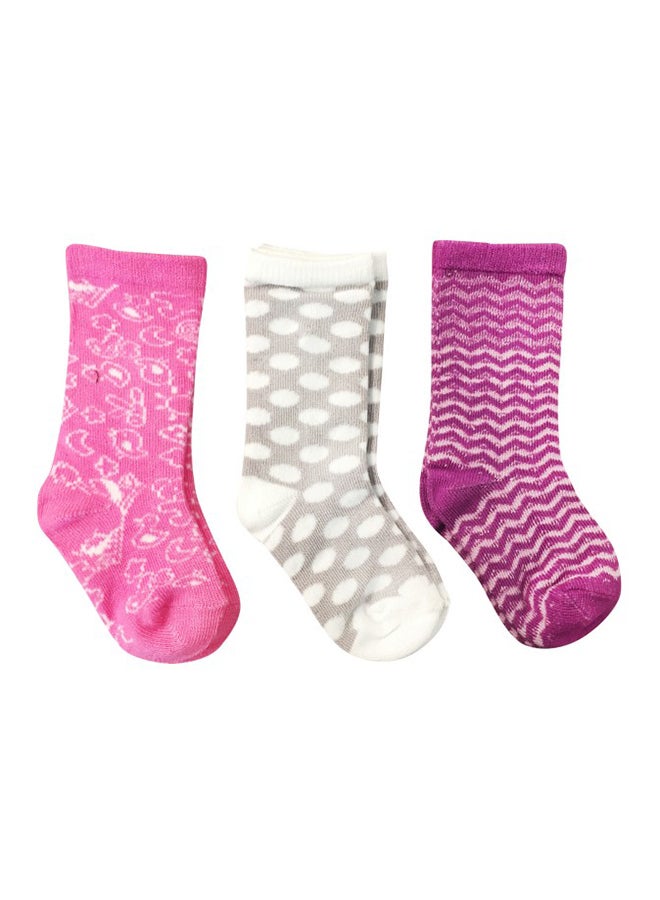 THE SMURFS - Set Of 3 Printed Socks Pink/Purple/White - Image 1