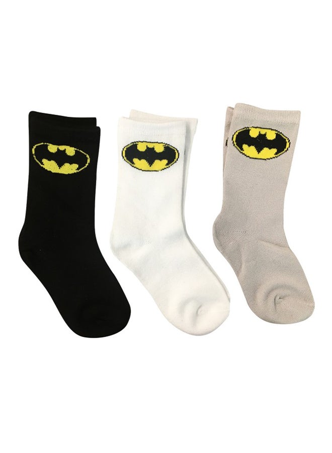 باتمان طقم جوارب بلون سادة مكون من 3 قطع أسود/ أبيض/ رمادي - Image 1