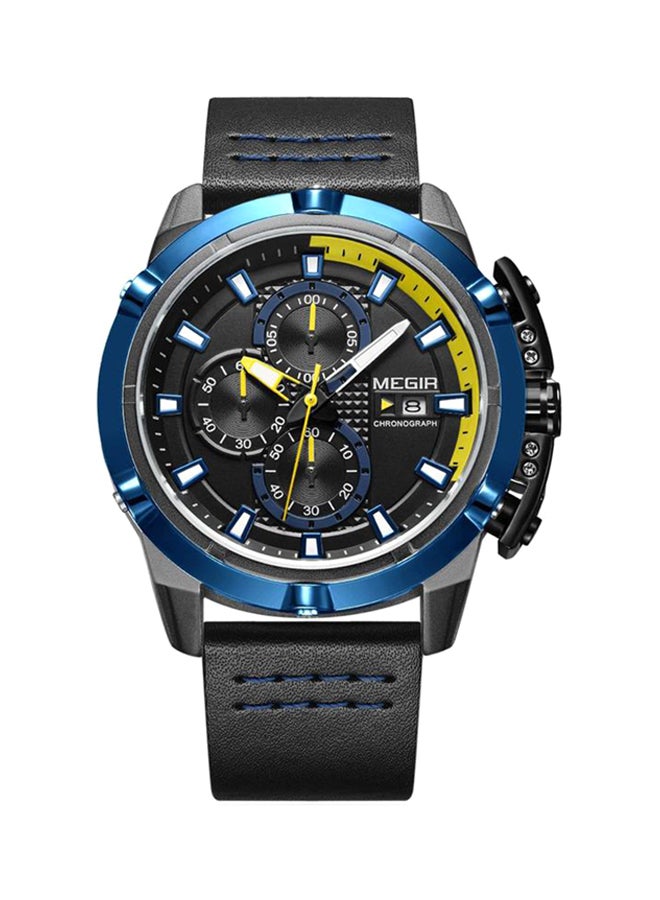 MEGIR men Leather Chronograph Army Special Watch 2062G-BK-1N2 - Image 1