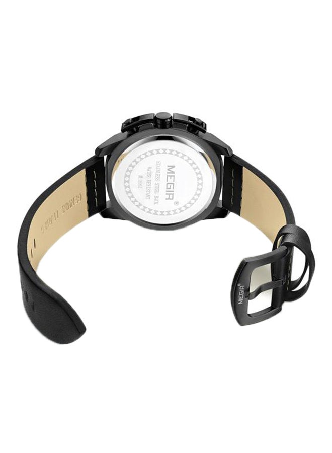 MEGIR men Leather Chronograph Army Special Watch 2062G-BK-1N2 - Image 2