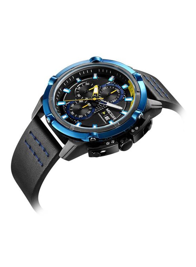 MEGIR men Leather Chronograph Army Special Watch 2062G-BK-1N2 - Image 3