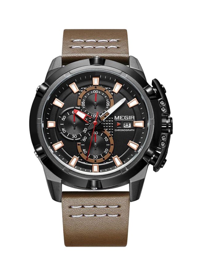 MEGIR men Leather Chronograph Army Special Watch 2062G-BKBN-1N0 - Image 1