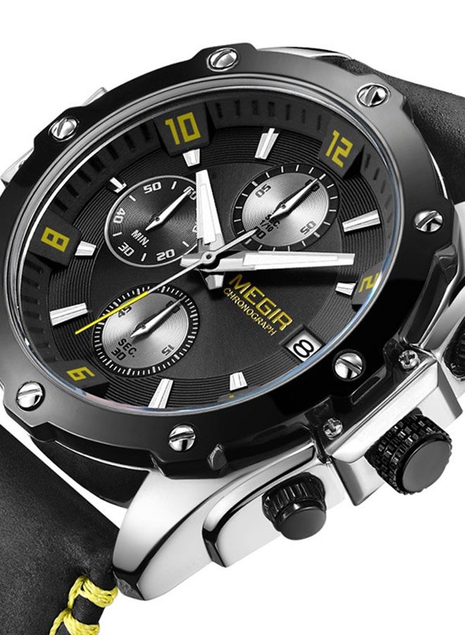 MEGIR - Men's Leather Chronograph Watch 2074GS-BK-1N13 - Image 1