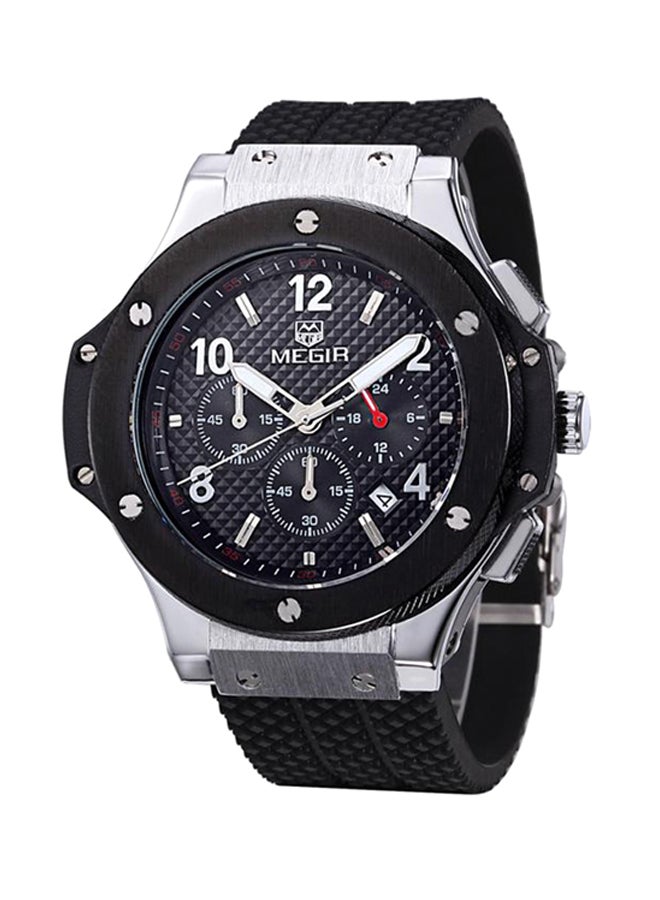MEGIR Men's Rubber Chronograph Watch 3002GBK-1 - Image 1