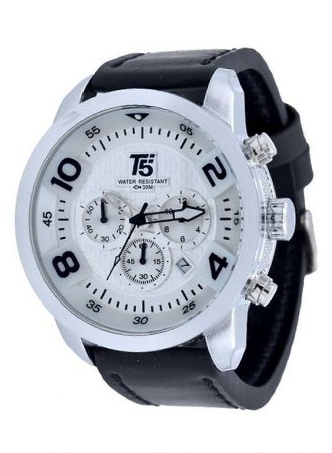 T5 Men's Leather Chronograph Watch 3572G-A - Image 2