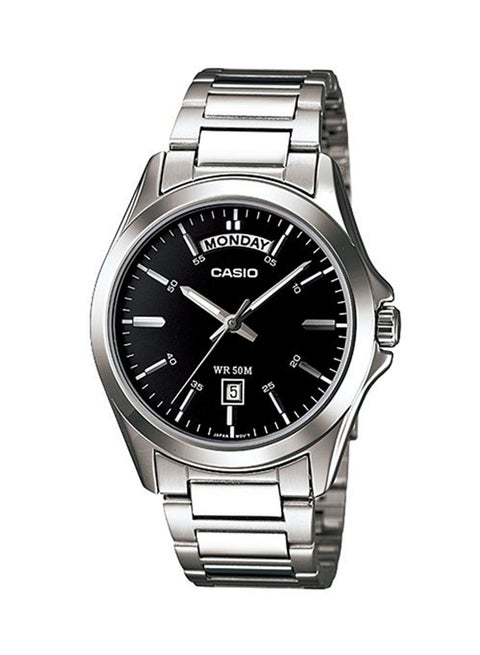 Men's Enticer Water Resistant Analog Watch Mtp-1370D-1A1vdf - 45 mm - Silver