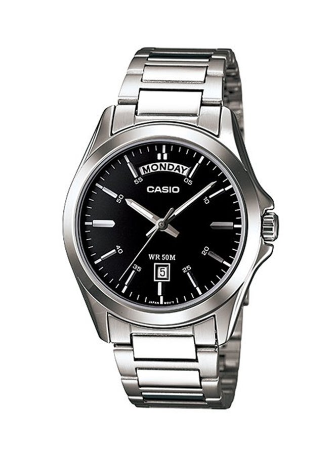 Men's Enticer Water Resistant Analog Watch Mtp-1370D-1A1vdf - 45 mm - Silver