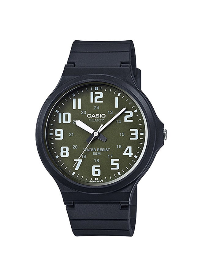 كاسيو ساعة يد بعقارب وسوار من الراتينج طراز MW-240-3BVDF - 44 مم - أسود للرجال - Image 1