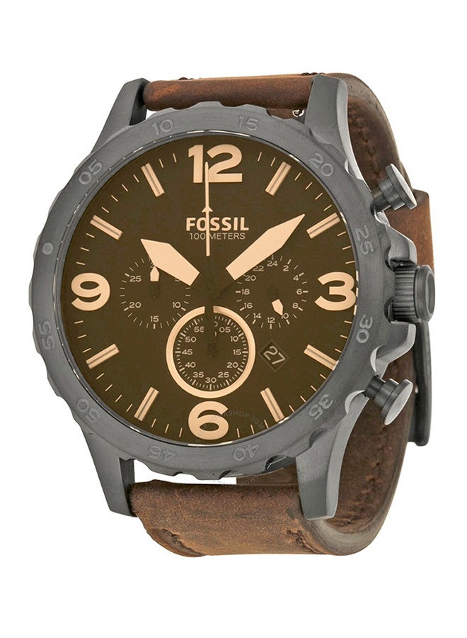 FOSSIL - Men's Leather Chronograph Wrist Watch JR1487 - 42 mm - Brown - Image 1