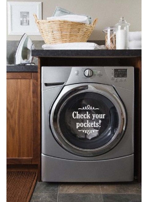Check Your Pocket Laundry Wall And Washine Machine Sticker White 20x20cm