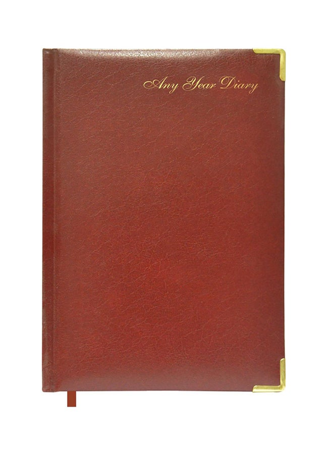 FIS 31Ude Undated Any Year Diary, Size A5 Brown - Image 1