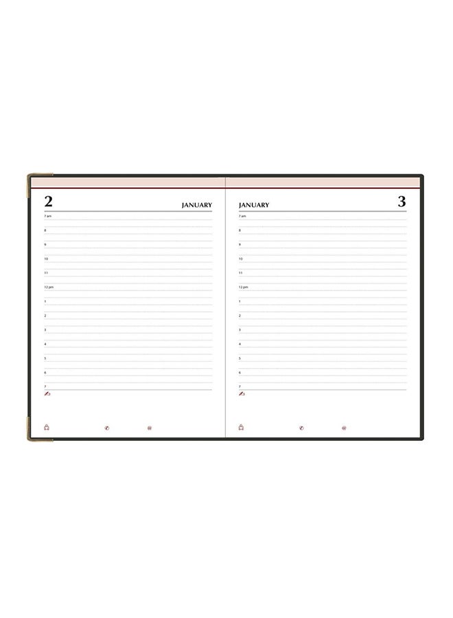 FIS 31Ude Undated Any Year Diary, Size A5 Black/Gold - Image 2