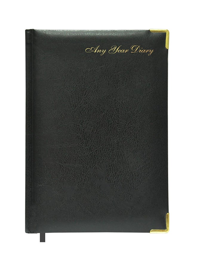 FIS 31Ude Undated Any Year Diary, Size A5 Black/Gold - Image 1