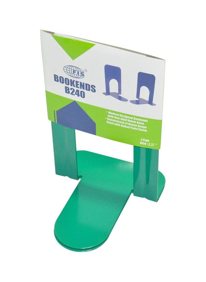 FIS Pack Of 2 Metal Bookend Green - Image 2