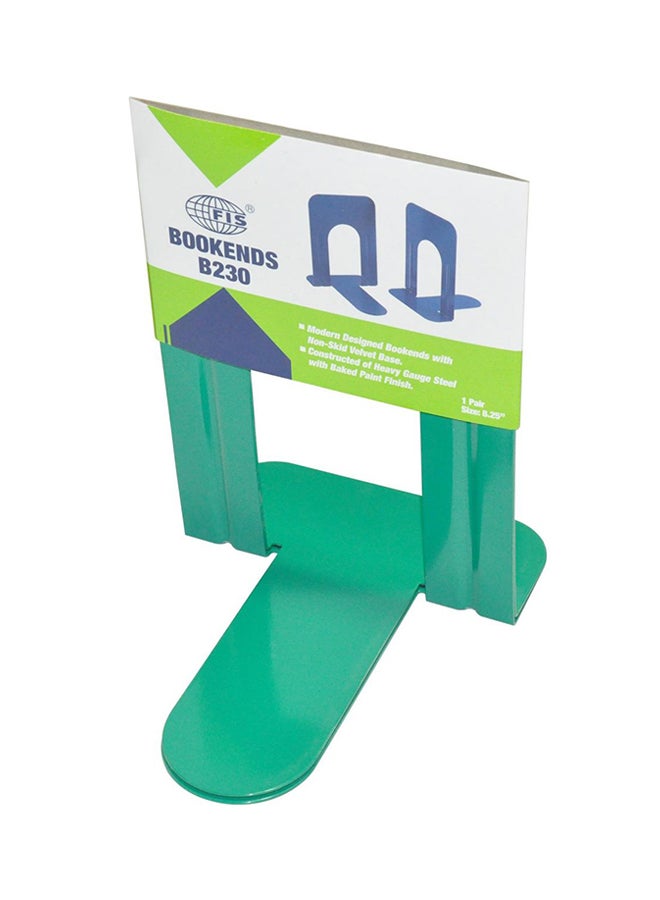 FIS Pack Of 2 Metal Bookend Green - Image 2