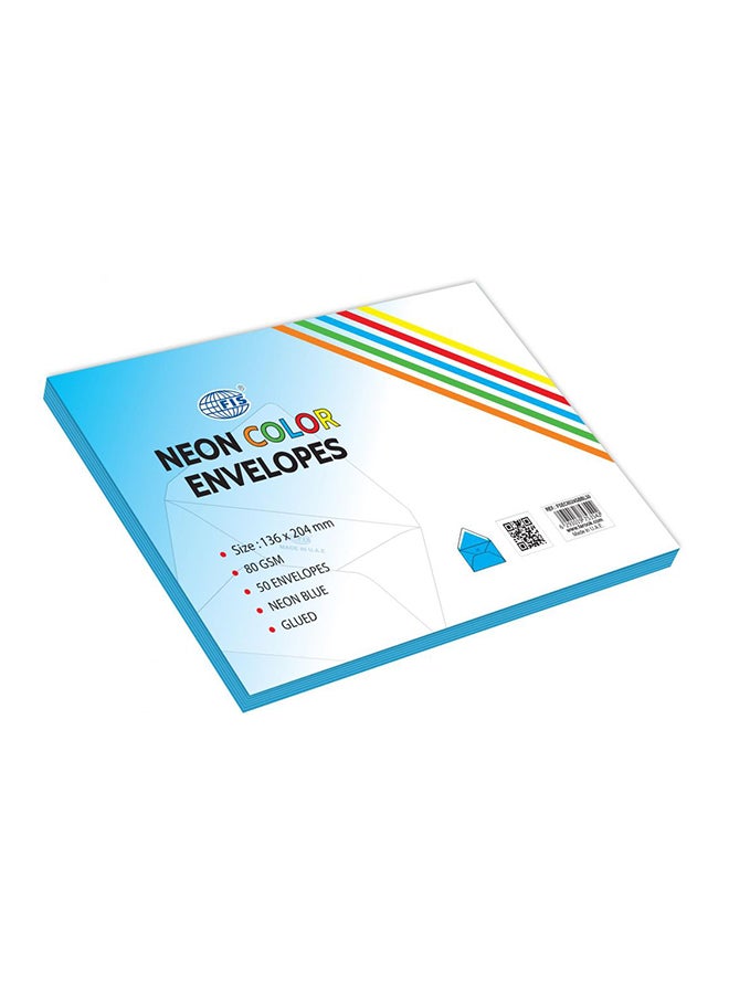 إف اي أس  مجموعة أظرف ملصقة من 50 قطعة أزرق - Image 2