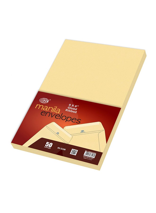 FIS 50-Piece Manila Glued Envelope Set Cream - Image 2