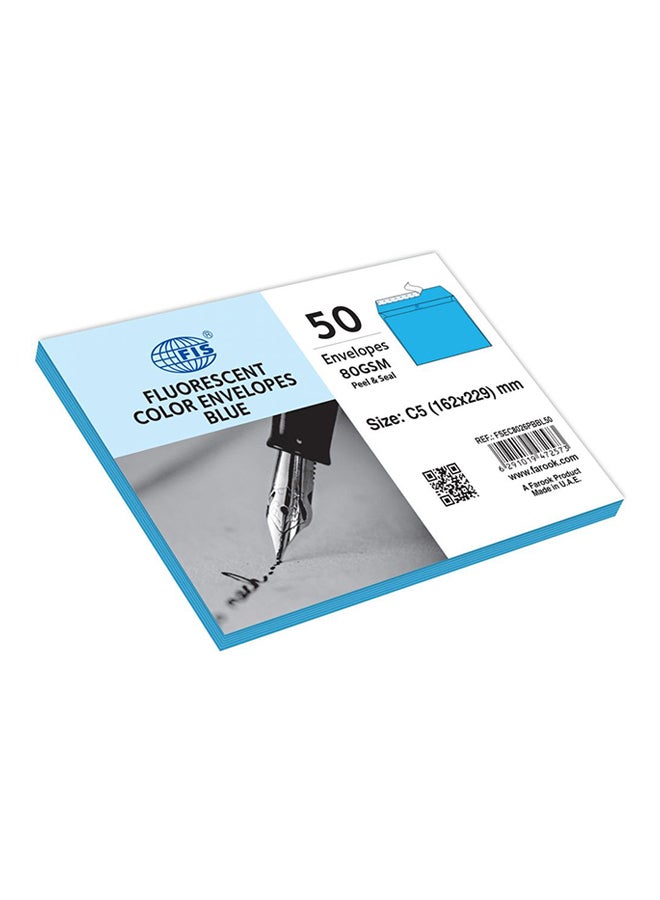 إف اي أس  مجموعة أظرف ذاتية اللصق من 50 قطعة أزرق - Image 2