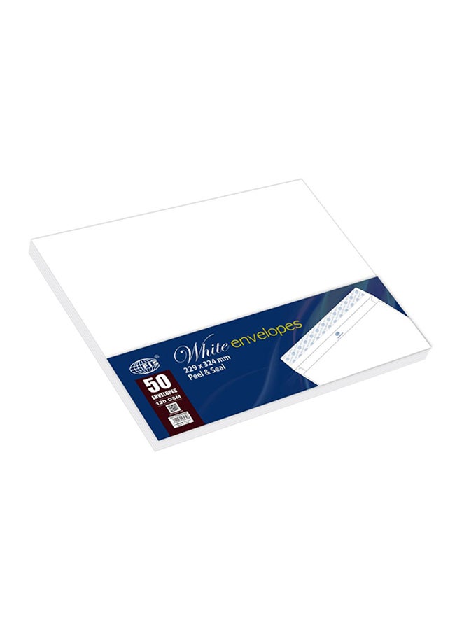FIS 50-Piece Peel And Seal Envelope Set White - Image 2