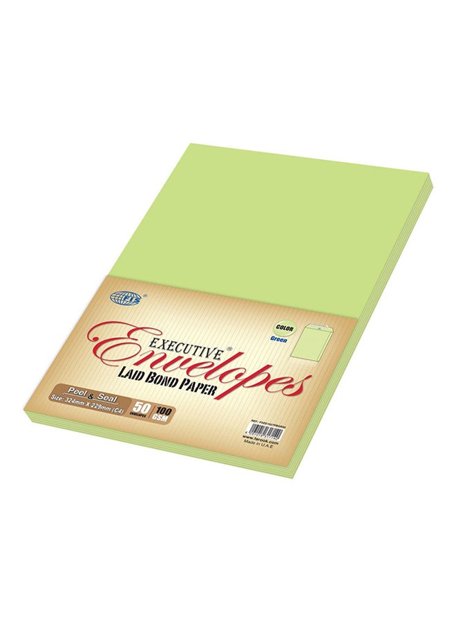FIS 50-Piece Laid Paper Peel And Seal Envelope Set Green - Image 2