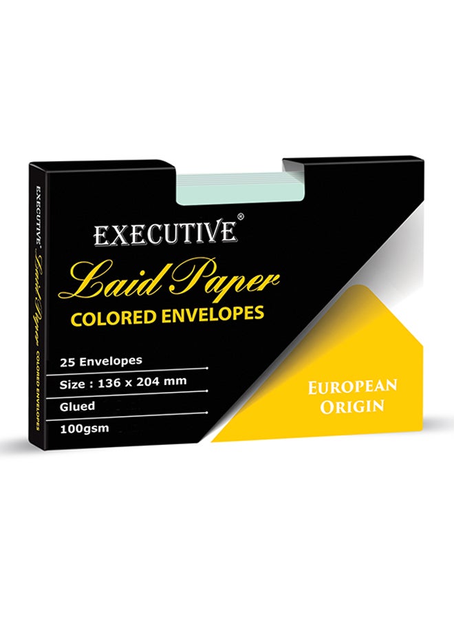 FIS 25-Piece Laid Paper Glued Envelope Set Green - Image 2