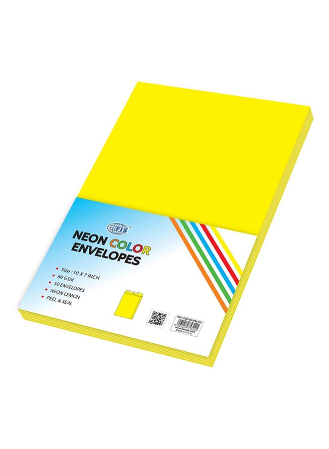 FIS 50-Piece Peel And Seal Envelope Set Lemon - Image 2