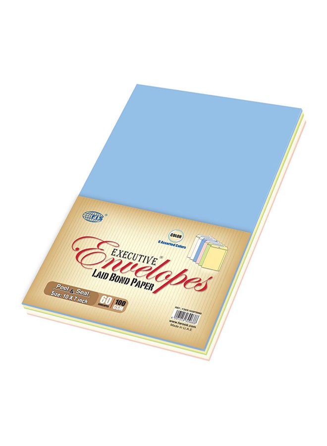 FIS 60-Piece Laid Paper Envelopes Green/Yellow/Blue - Image 2