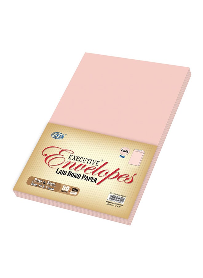 FIS 50-Piece Laid Paper Peel And Seal Envelope Set Pink - Image 2