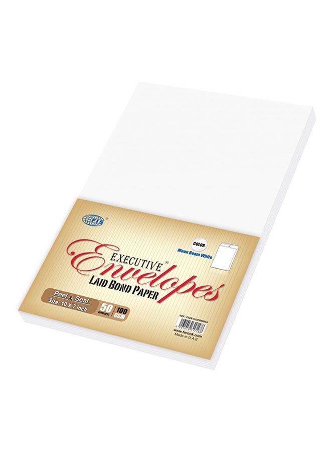 FIS 50-Piece Laid Paper Peel And Seal Envelope Set White - Image 2