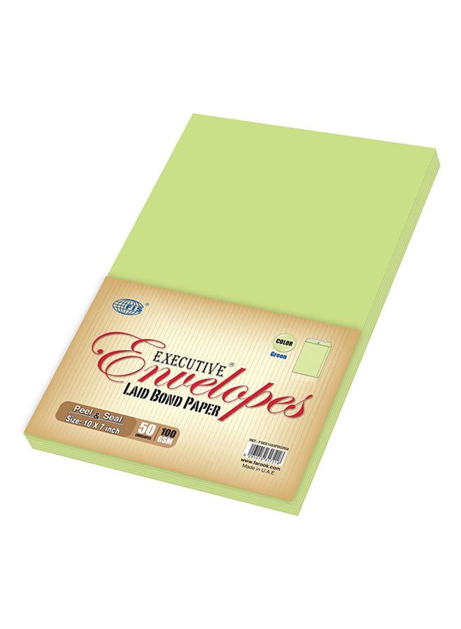 FIS 50-Piece Laid Paper Peel And Seal Envelope Set Green - Image 2