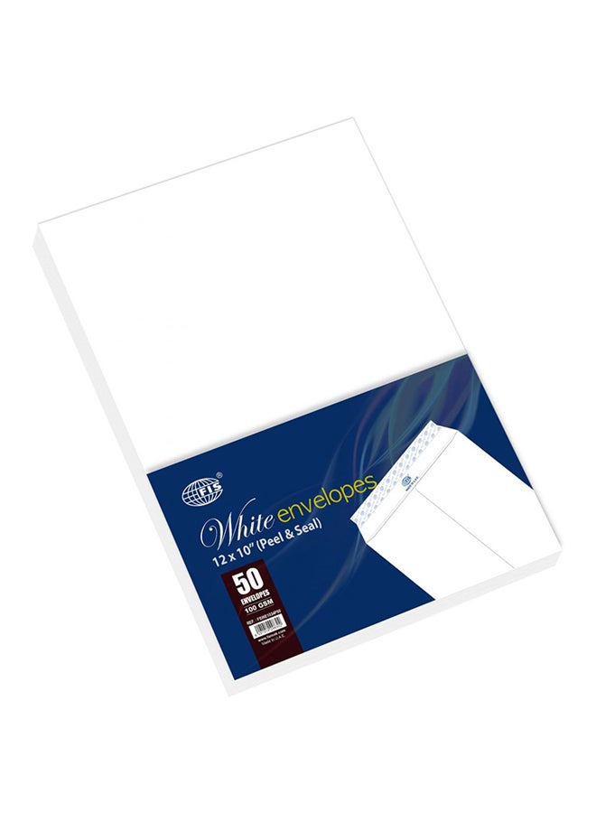 إف اي أس  مجموعة أظرف ذاتية اللصق من 50 قطعة أبيض - Image 1