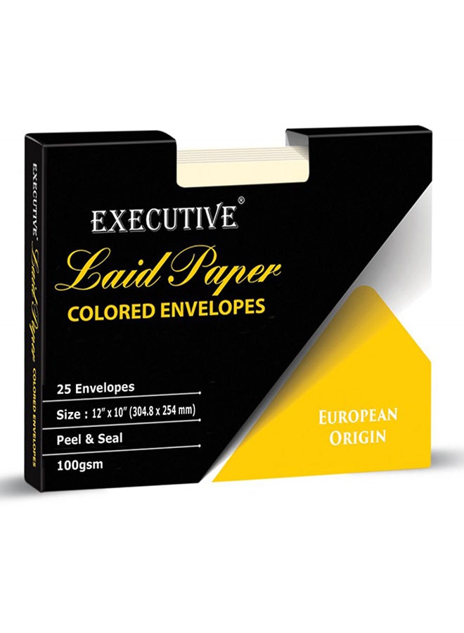 إف اي أس  مجموعة أظرف إكسكيوتف ذاتية اللصق من الورق المضلع من 25 قطعة أوف وايت - Image 2