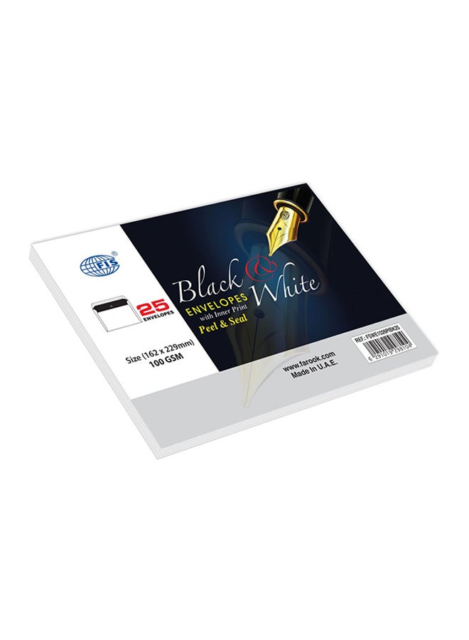 إف اي أس  مجموعة مكونة من 50 ظرفاً لاصقاً بطباعة داخلية أسود/أبيض - Image 2