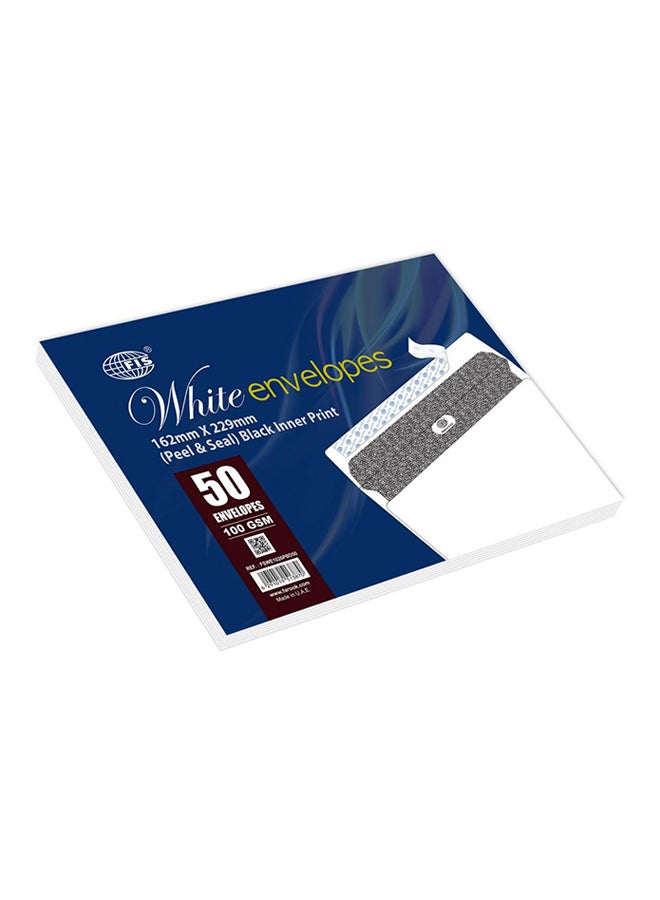 إف اي أس  مجموعة مكونة من 50 ظرفاً لاصقاً بطباعة داخلية ذات لون أسود أسود/أبيض - Image 2