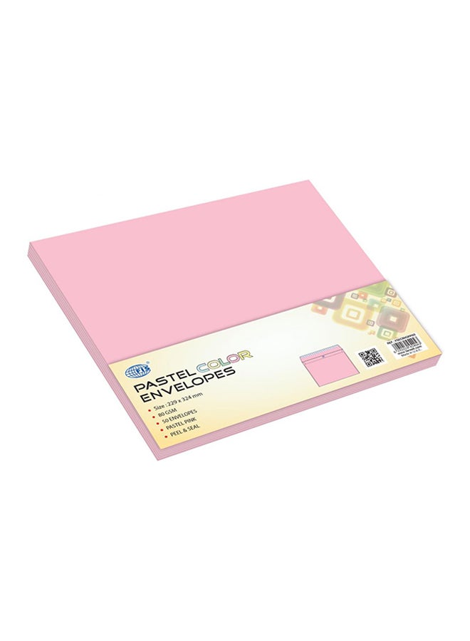 FIS Pack Of 50 Peel And Seal Envelope Pink - Image 2