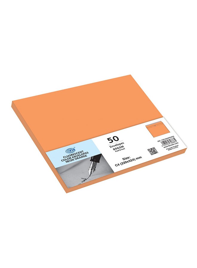FIS Pack Of 50 Peel And Seal Envelope Orange - Image 2