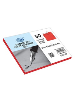 FIS Pack Of 50 Laid Paper Peel And Seal Envelope Red  - Image 2