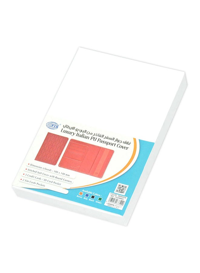 FIS - PU Passport Cover Coral Red - Image 1