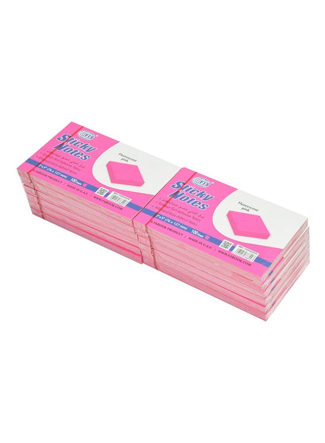 إف اي أس  ورق ملاحظات لاصق (12×100 ورقة) وردي فلوري - Image 3