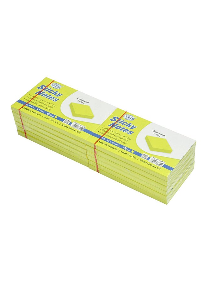 إف اي أس  طقم أوراق ملاحظات لاصقة مكون من 12 قطعة أصفر فلوري - Image 3