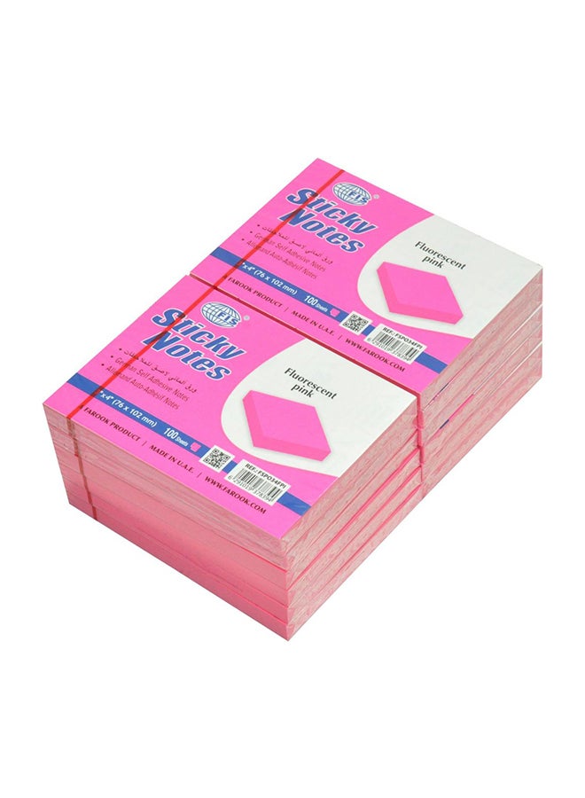 FIS 12-Piece Sticky Notes Set Fluroscent Pink  - Image 3