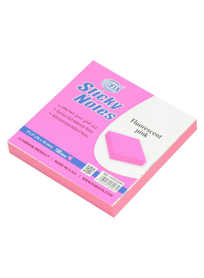 FIS Sticky Notes (12x100 Sheets) Fluorescent Pink - Image 2