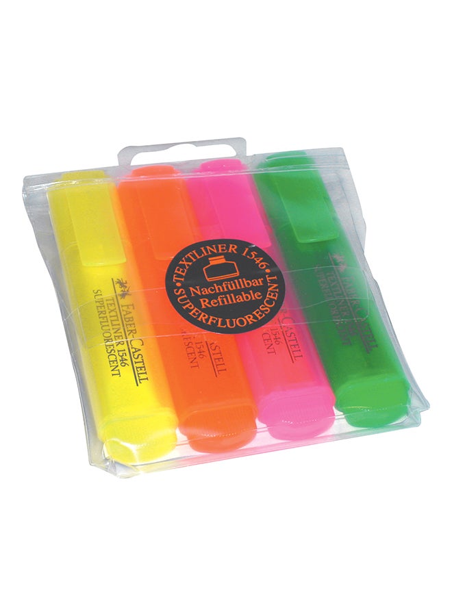 FABER-CASTELL Faber Castell Textliner 46 Super Fluorescent, Wallet of 4 Assorted Multicolour 