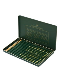 12-Piece 9000 Sketch Pencil Set With Case Green